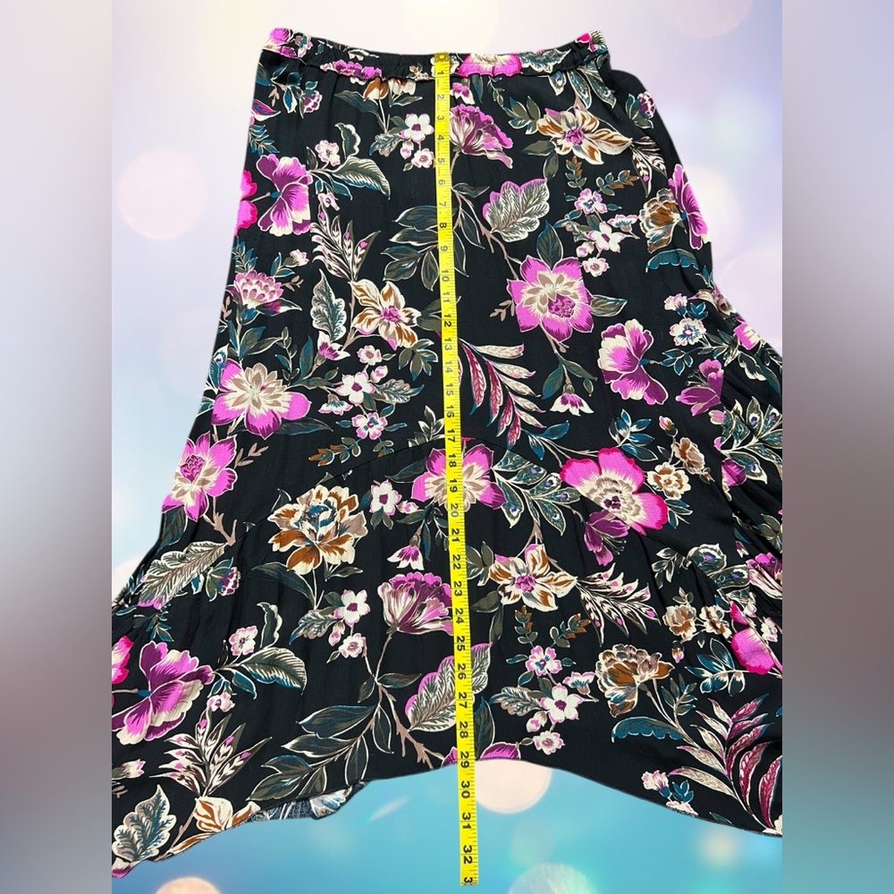Jessica Simpson Black Floral Asymmetrical Handkerchief Hem Skirt - Pink Floral - Picture 7 of 8